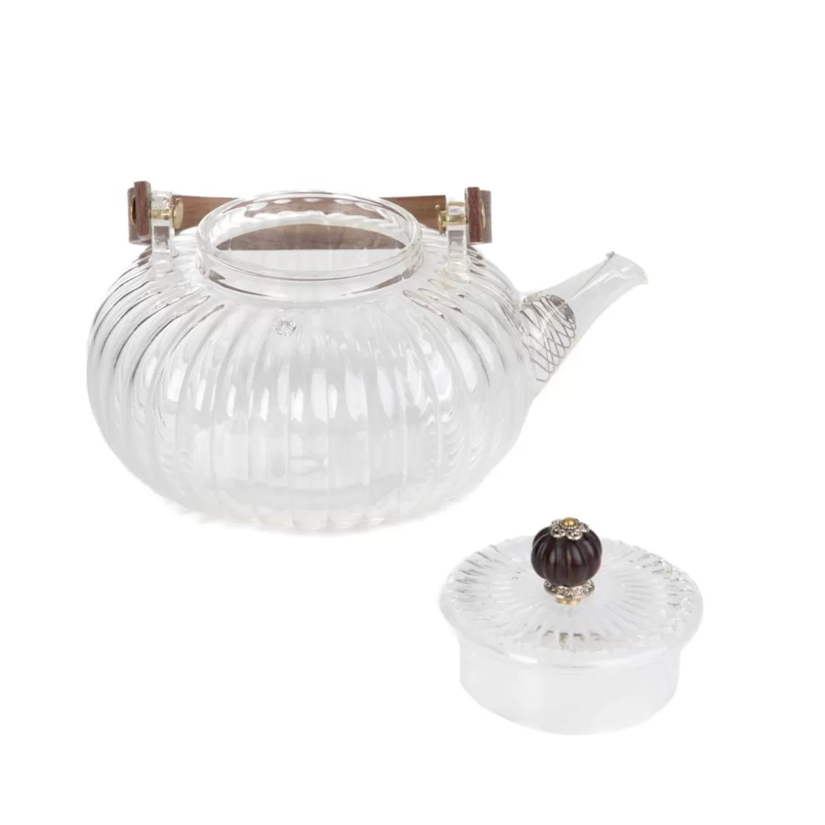 HOMLA Dzbanek Corrie Ryflowany Z Drewniana Raczka 0,55 L