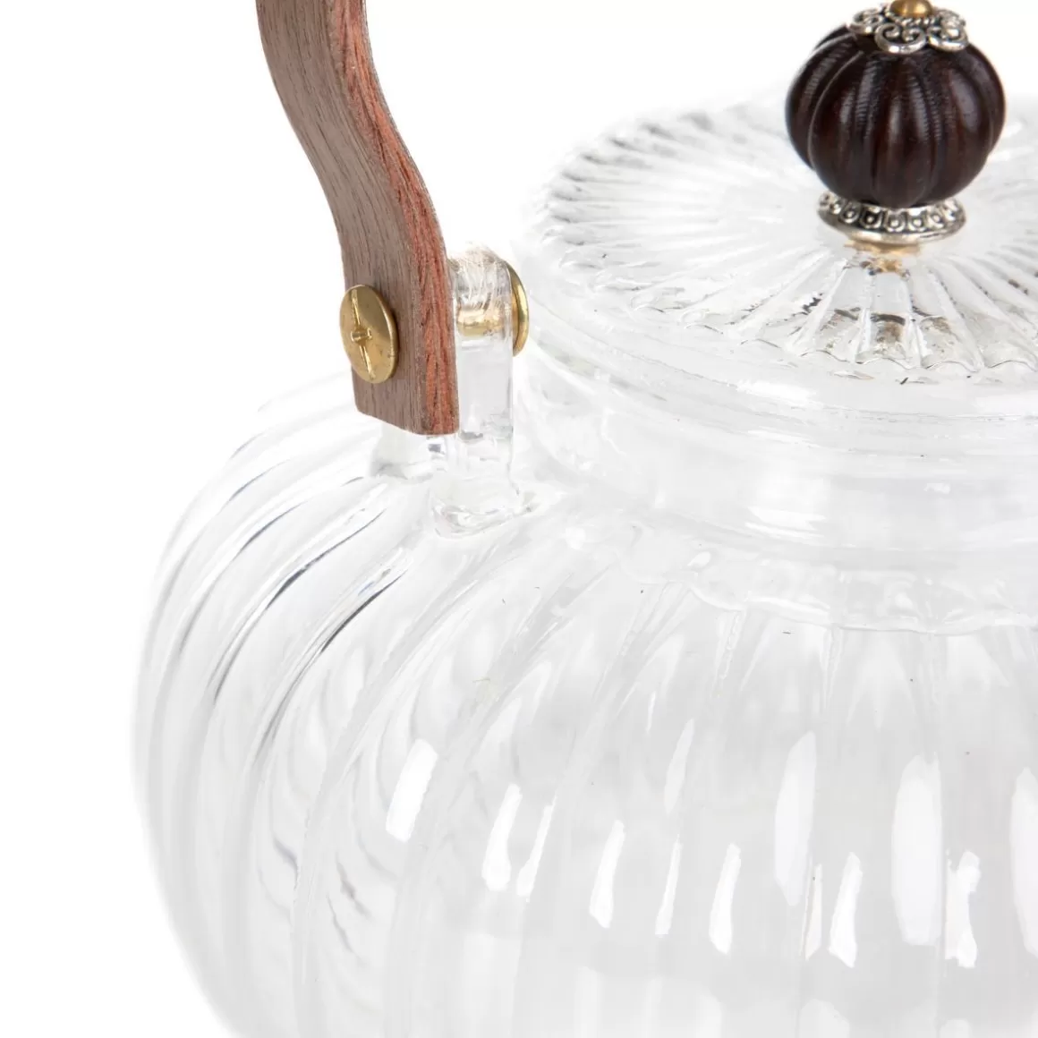 HOMLA Dzbanek Corrie Ryflowany Z Drewniana Raczka 0,55 L