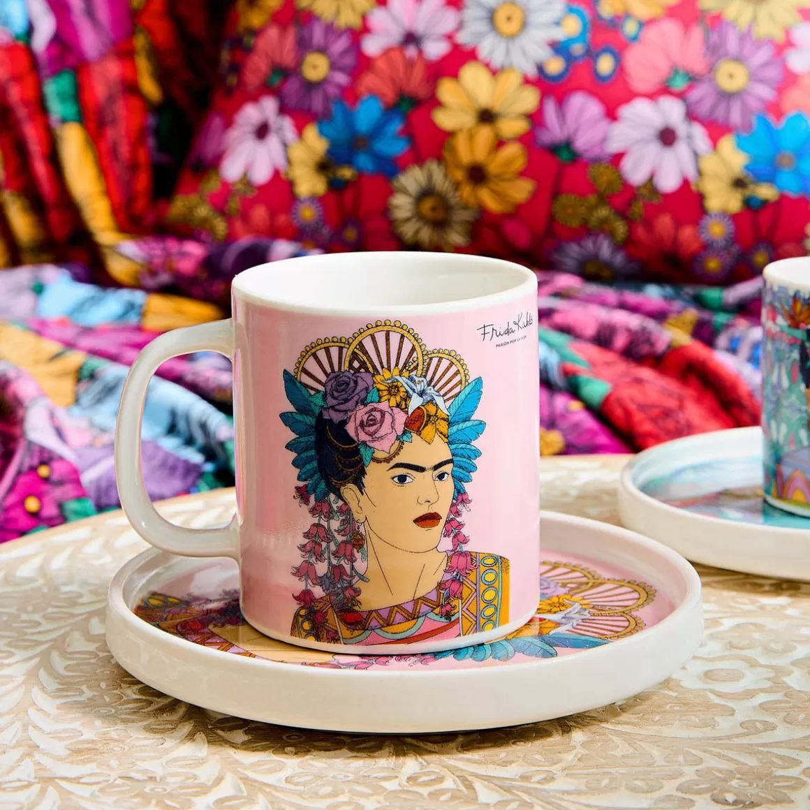 HOMLA Filizanka Frida Kahlo Ze Spodkiem Fioletowa 0,2 L