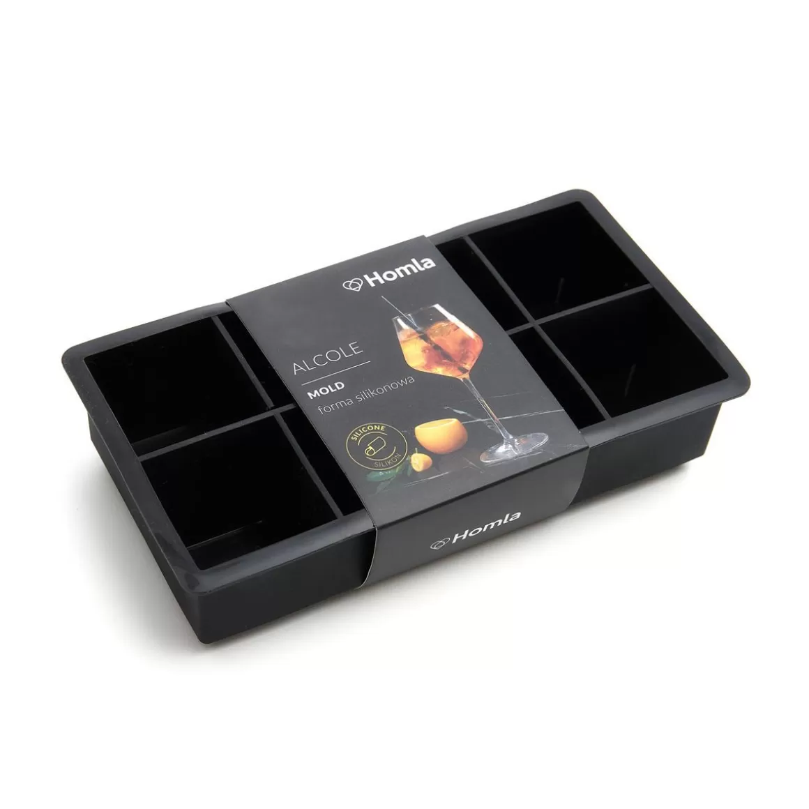 HOMLA Forma Alcole Na Kostki Lodu Kwadratowe Czarna 22X11 Cm