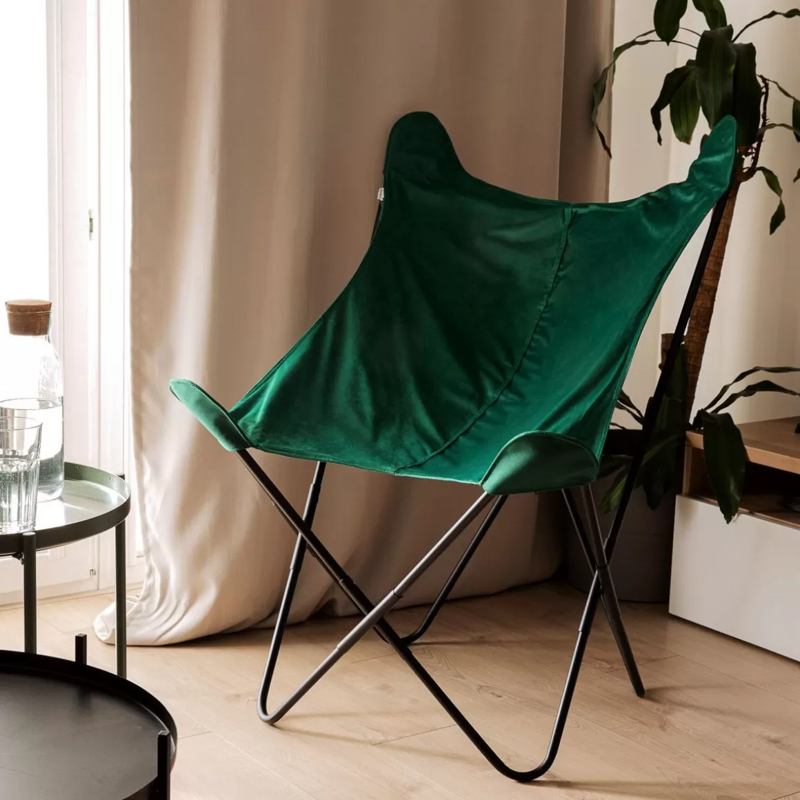 HOMLA Fotel Butterfly Z Metalowa Rama Welur 70X80X102 Cm