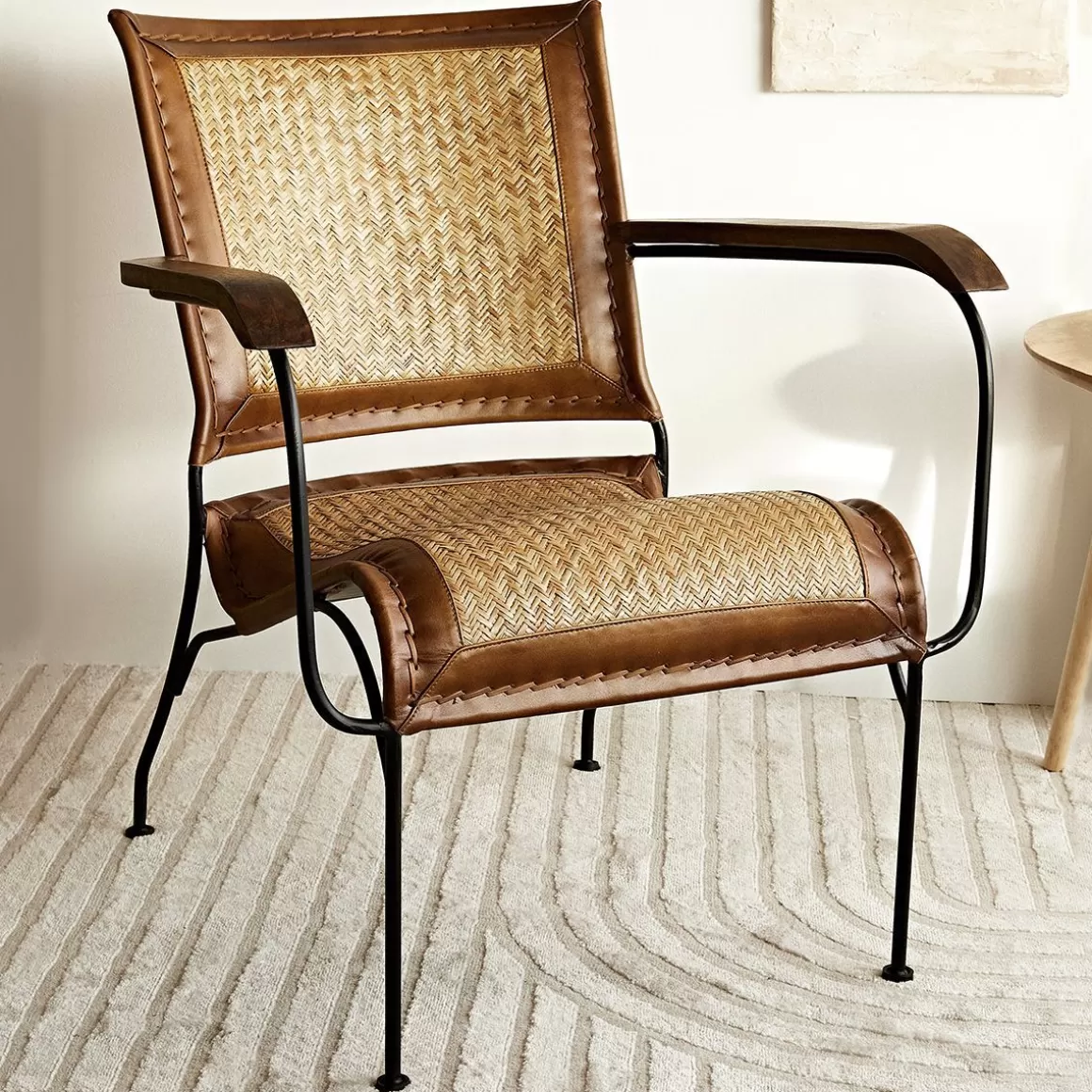 HOMLA Fotel Gladio W Obiciu Ze Skory Bawolej Brazowe 68X76X75 Cm