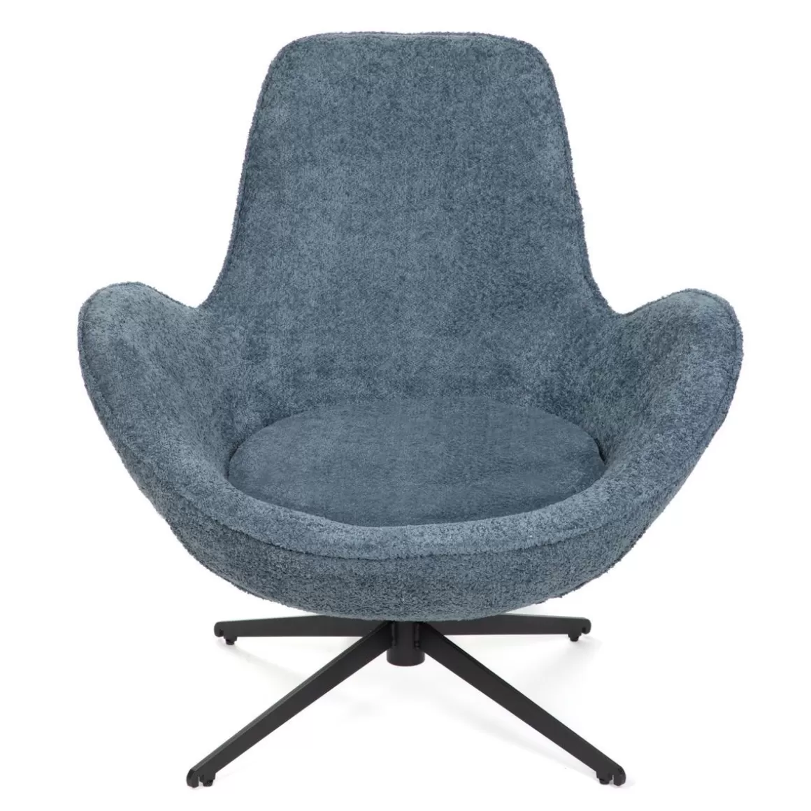HOMLA Fotel Lunaire Obrotowy W Tkaninie Teddy Boucle Granatowy 86X76X87 Cm