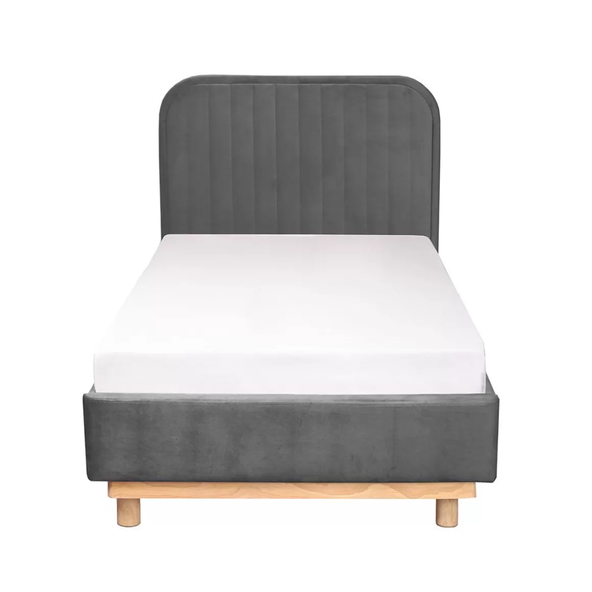 HOMLA Łóżko Karalius Welurowe Szare 90X200 Cm