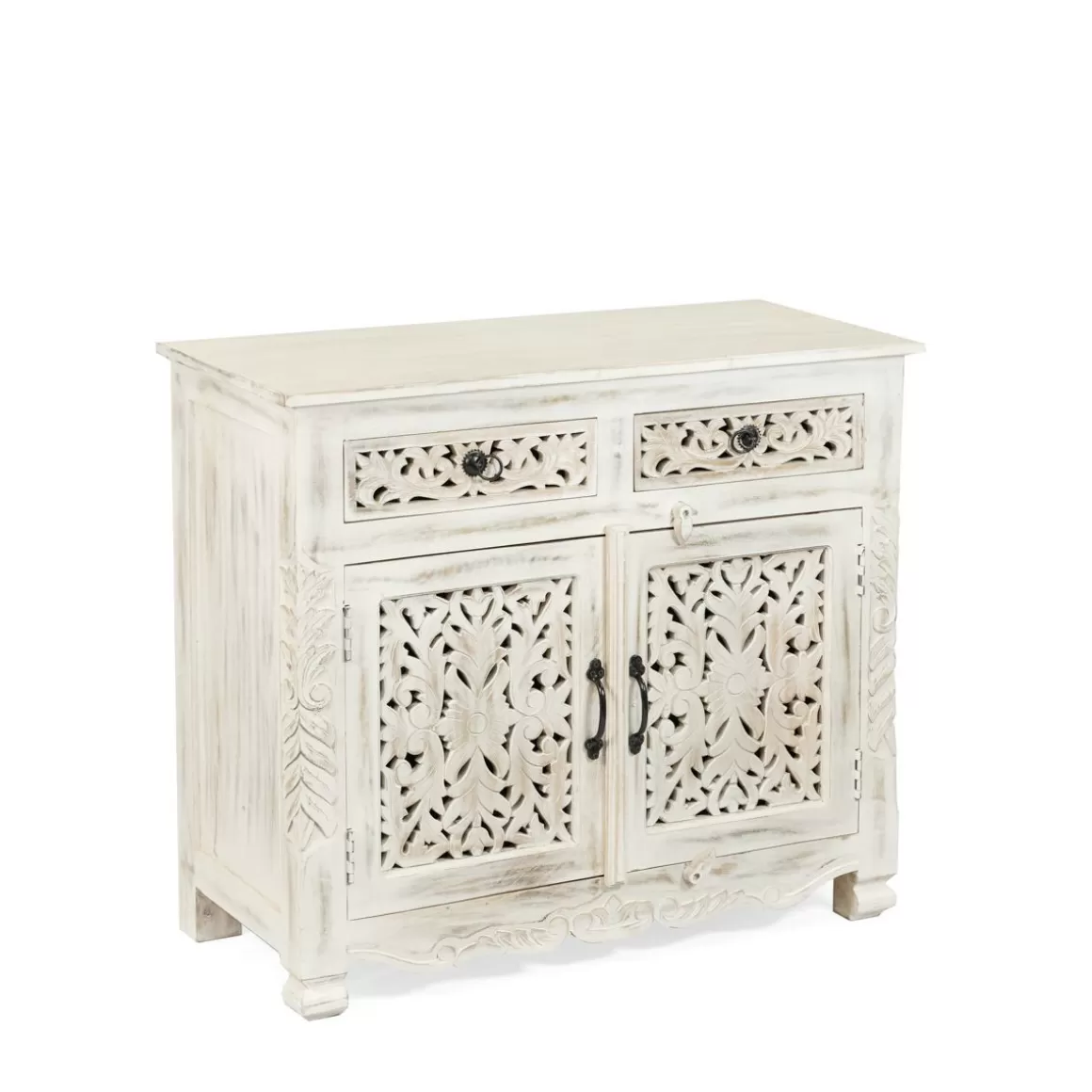 HOMLA Komoda Banhi Lite Drewno Mango Zlobione 90X42X80 Cm