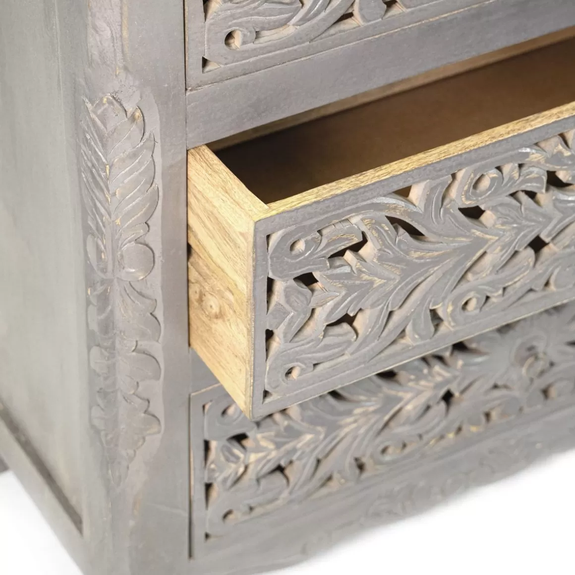 HOMLA Komoda Z Szufladami Banhi Lite Drewno Mango Zlobione 90X40X90 Cm