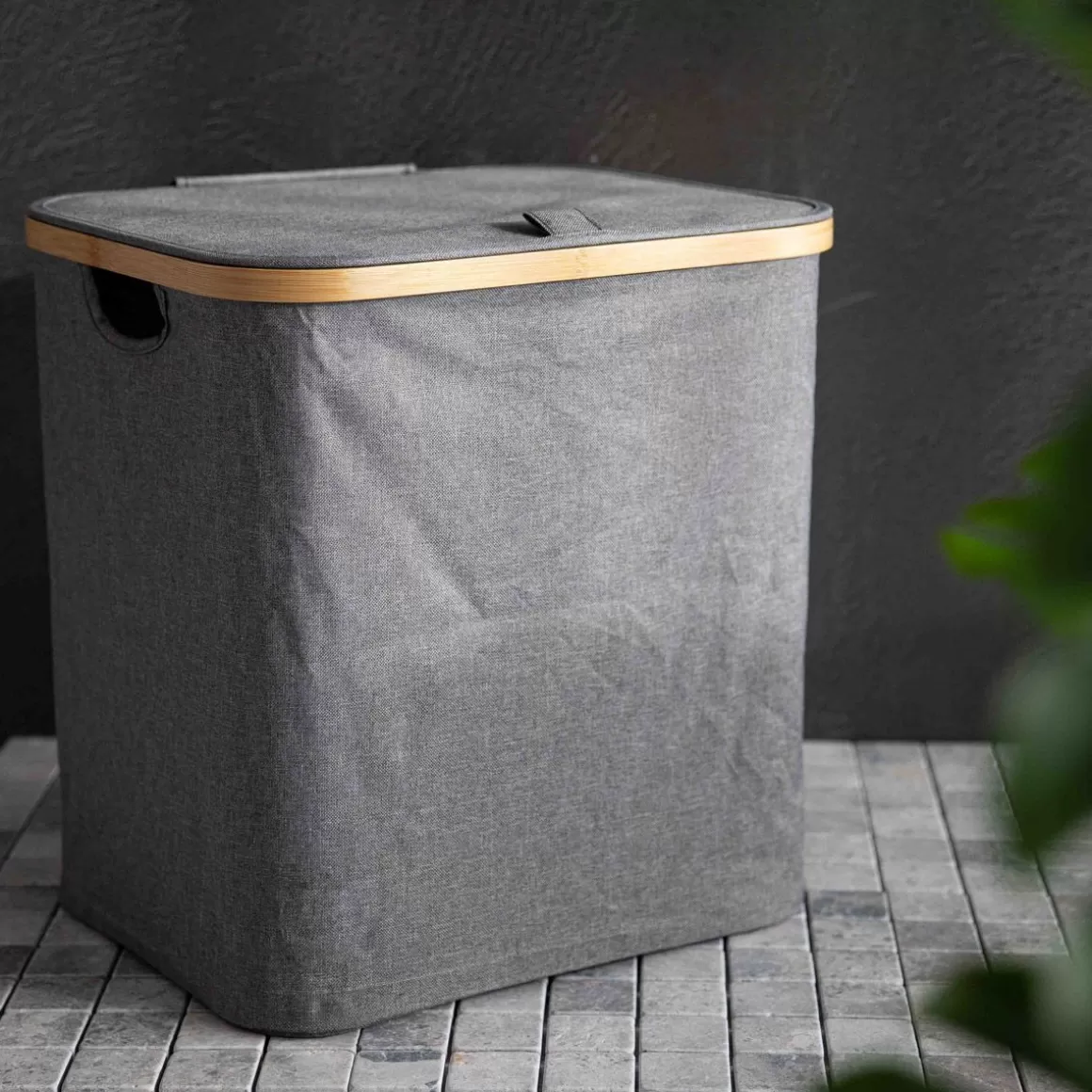 HOMLA Kosz Na Bielizne Nellie Szary 40,5X32X42 Cm