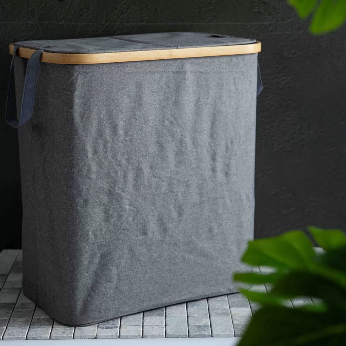 HOMLA Kosz Na Bielizne Nellie Szary 55,5X34,5X60 Cm