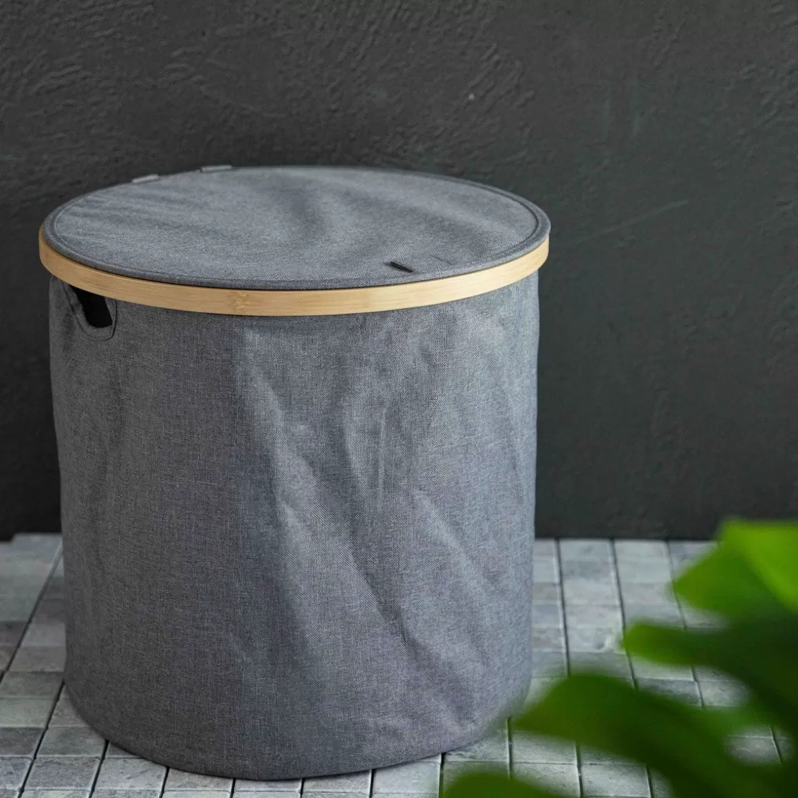 HOMLA Kosz Na Bielizne Nellie Szary 38X38X37 Cm