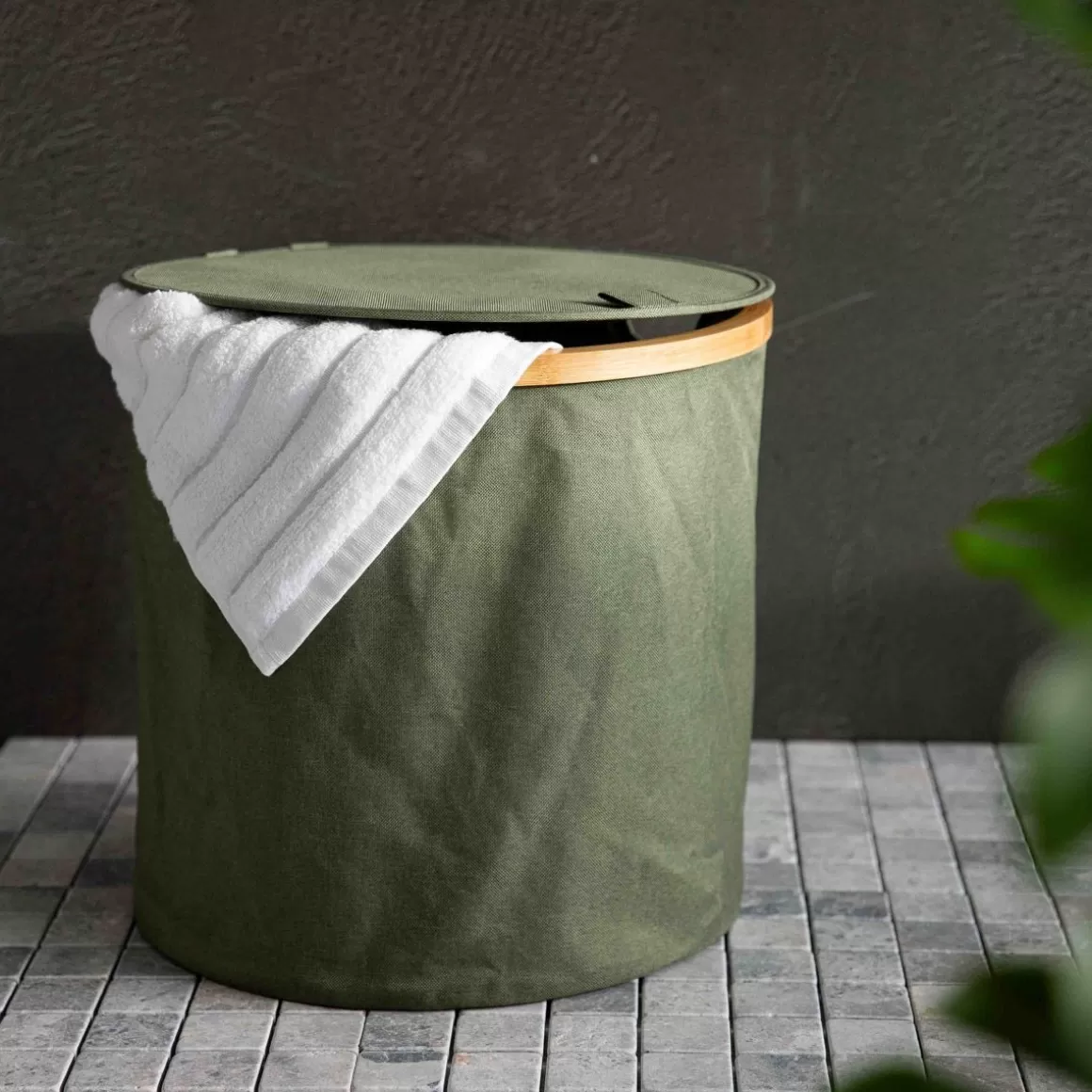 HOMLA Kosz Na Bielizne Nellie Zielony 38X38X37 Cm