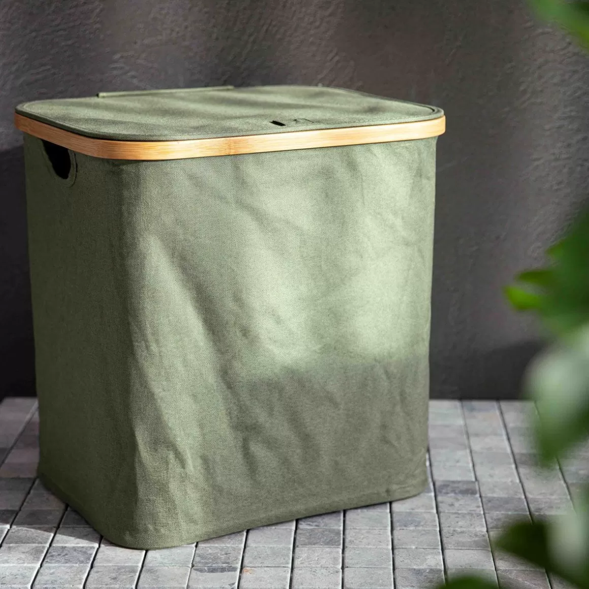 HOMLA Kosz Na Bielizne Nellie Zielony 40,5X33X42 Cm