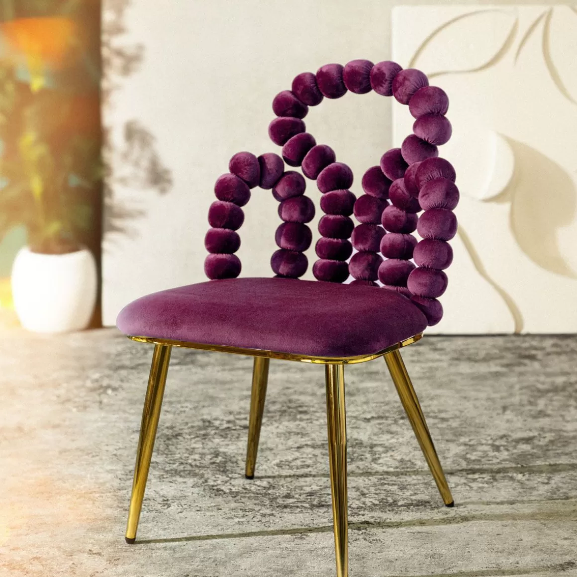 HOMLA Krzeslo Bubble Beam Welurowe Bordowe 56,5X52X87 Cm