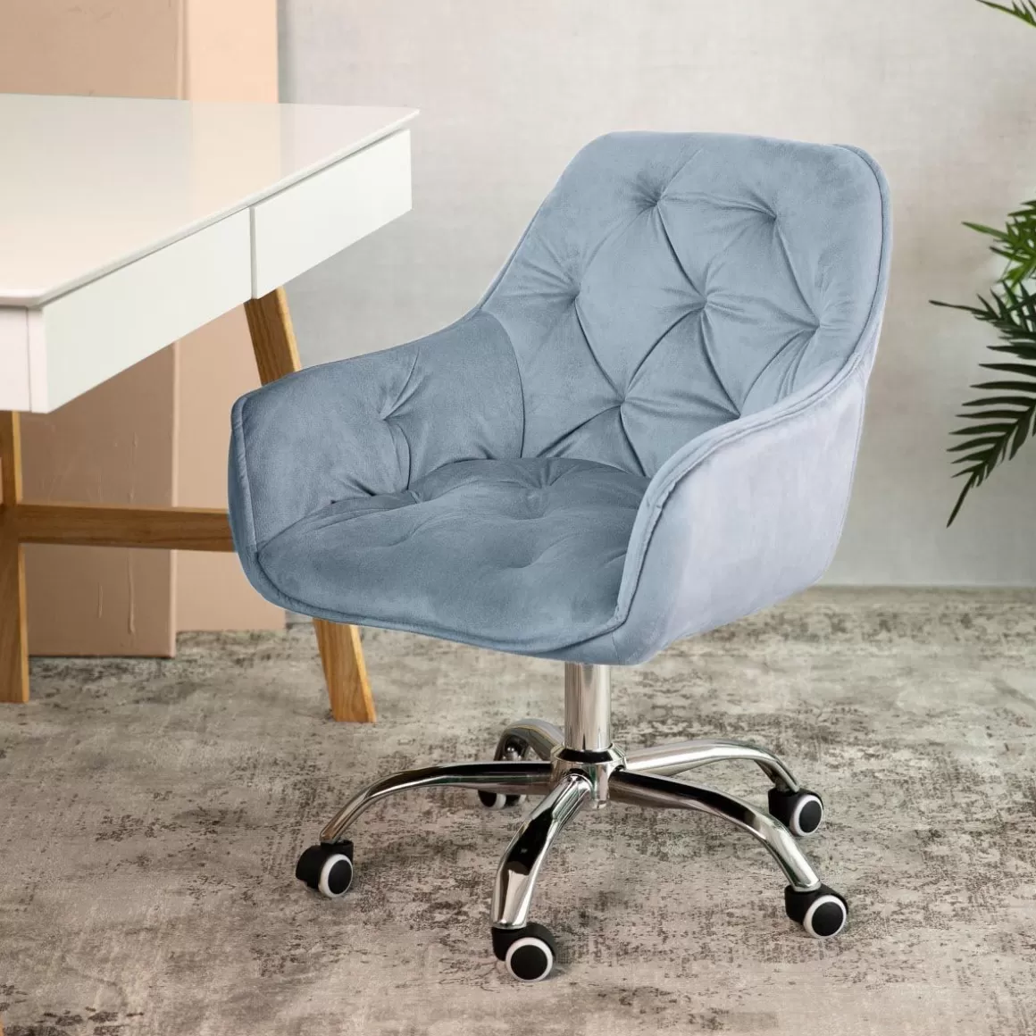 HOMLA Krzeslo Flossi Welurowe Obrotowe E 57X65X90 Cm