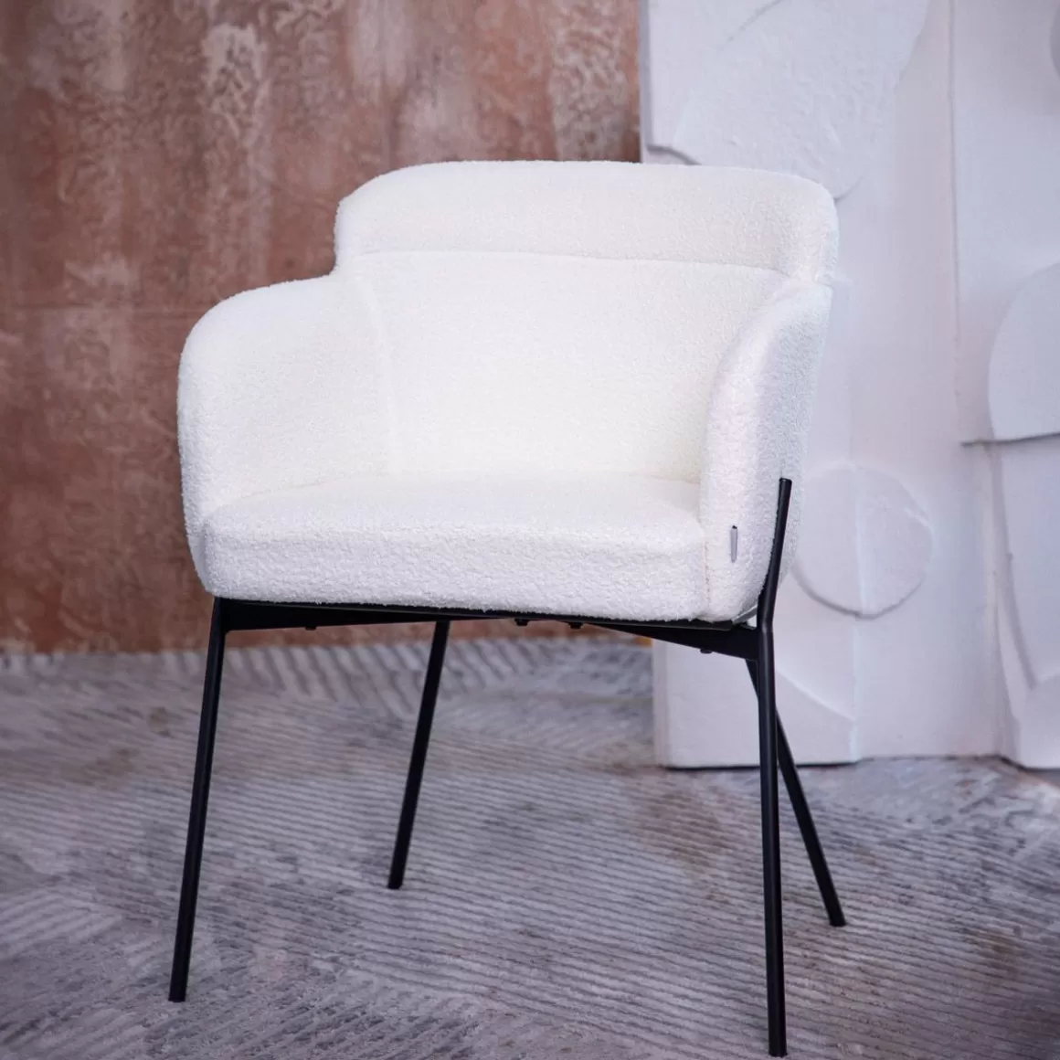 HOMLA Krzeslo Fluffy Ecru W Tkaninie Teddy 57X60X78 Cm