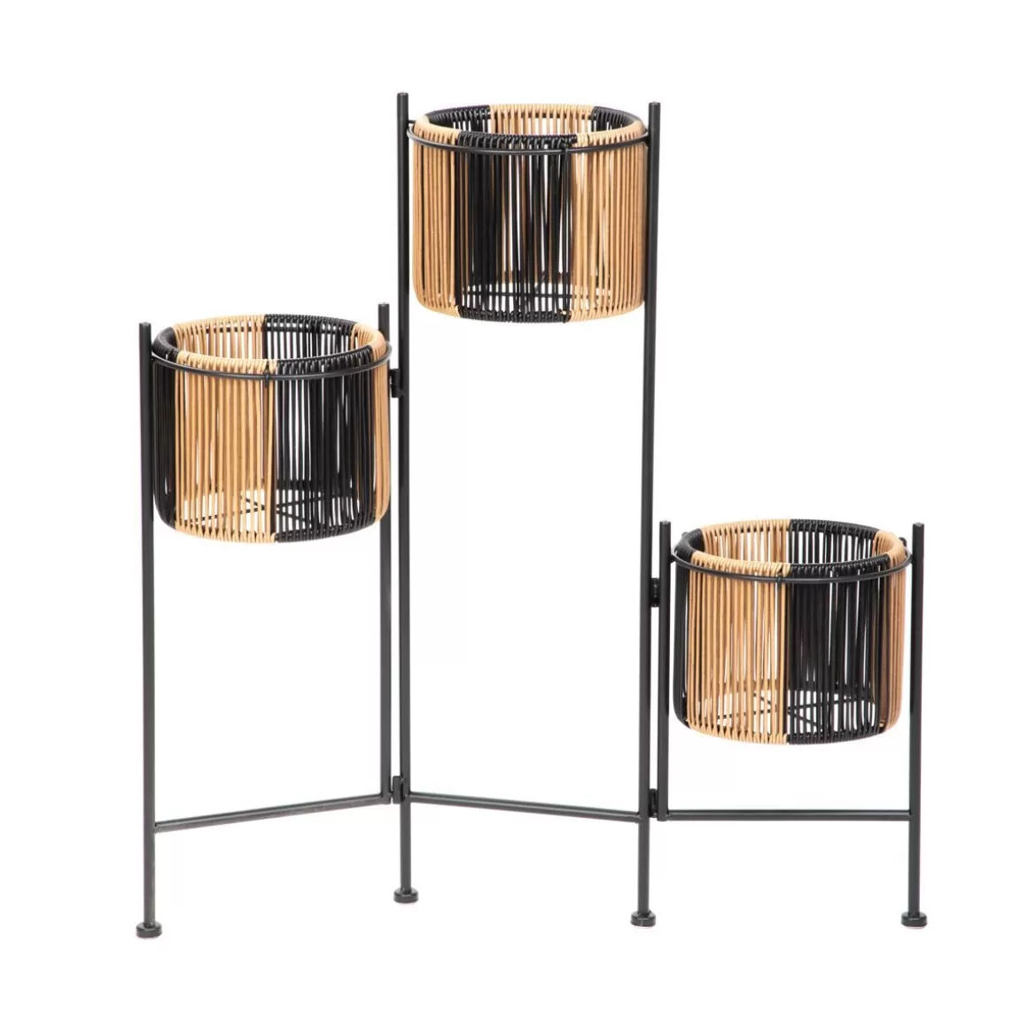 HOMLA Kwietnik Floero Z Plecionka Bezowo-Czarny 67X23X70 Cm