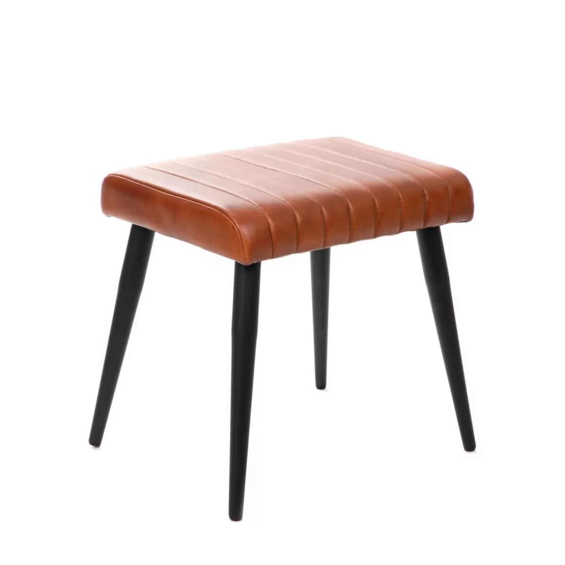 HOMLA Lawka Brizo W Obiciu Ze Skory Bawolej Brazowe 45X37X45 Cm