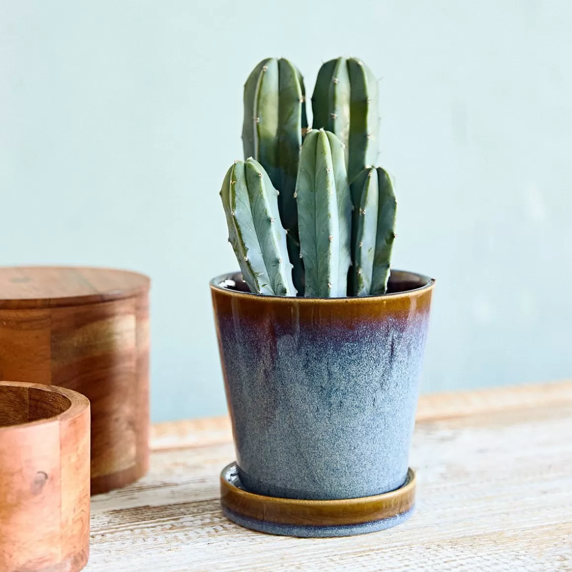 HOMLA Oslonka Na Doniczke Maya Z Podstawka Niebieska 13,6X13,6X13,6 Cm