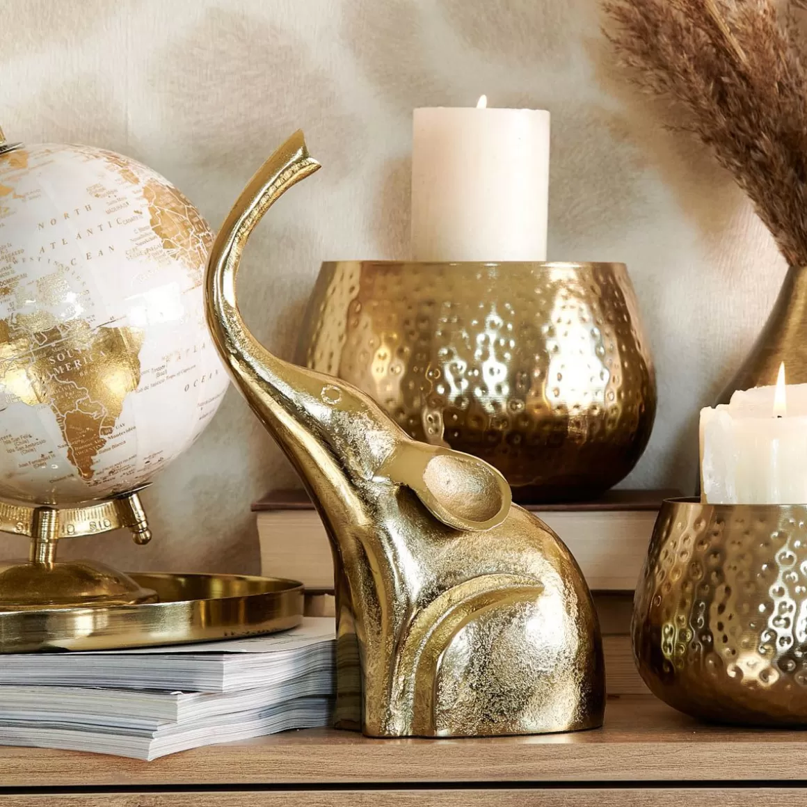 HOMLA Ozdoba Stojaca Girona Slon Zloty 18X8X25 Cm