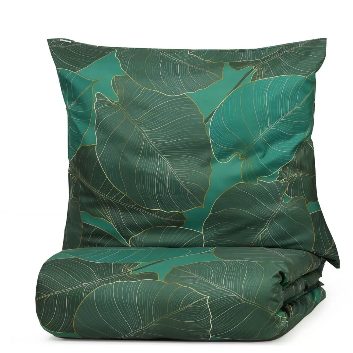 HOMLA Pościel Gallo Z Mikrofibry Zielona W Liscie 160X200 Cm