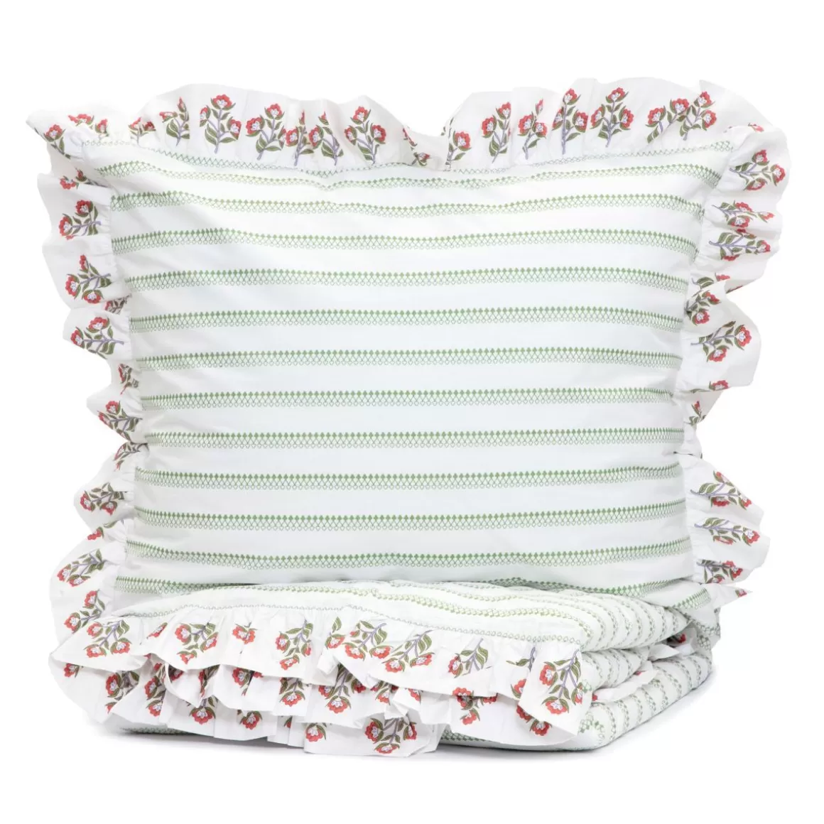 HOMLA Pościel Katina Bawelniana W Zielony Wzor Z Falbanka 160X200 Cm