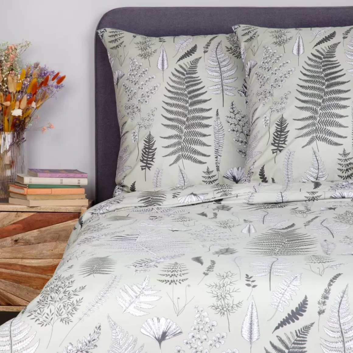 HOMLA Pościel Milie Z Mikrofibry Zielolna W Liscie Paproci 200X220 Cm