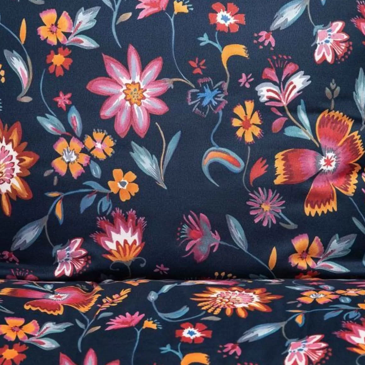 HOMLA Pościel Vabel Z Mikrofibry Granatowa W Liscie I Kwiaty 140X200 Cm + 1*70X80 Cm