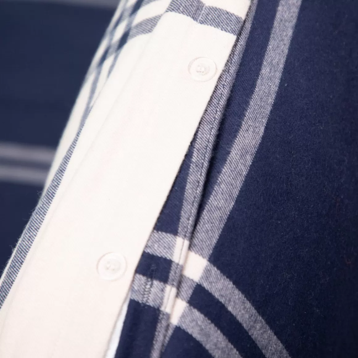 HOMLA Pościel Vella Flanelowa Niebiesko-Bezowa W Krate 200X220 Cm + 2 X 50X60 Cm