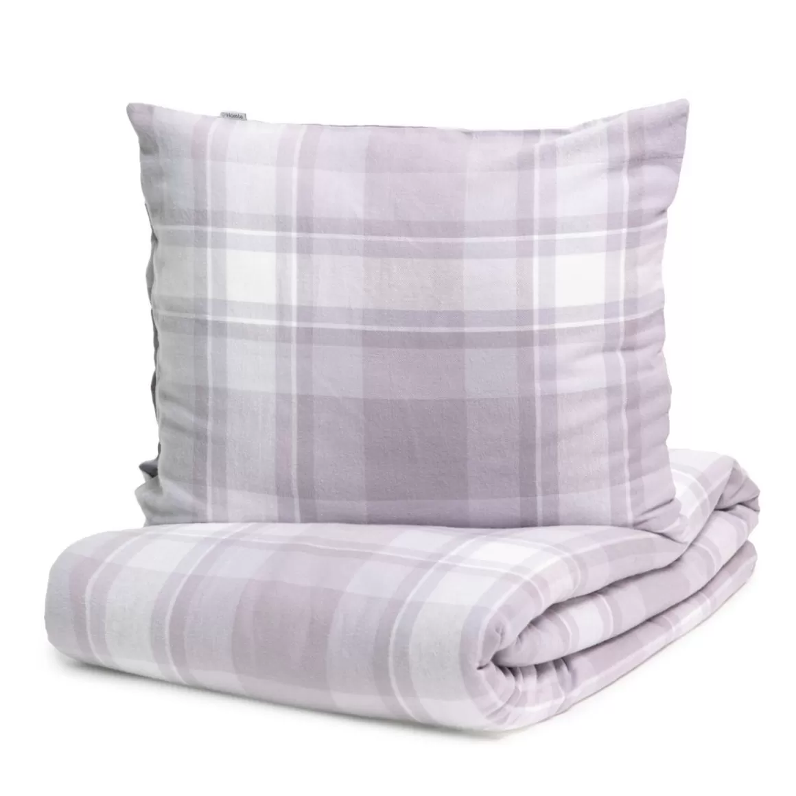 HOMLA Pościel Vella Flanelowa W Szara Krate 200X220 Cm + 2 X 50X60 Cm