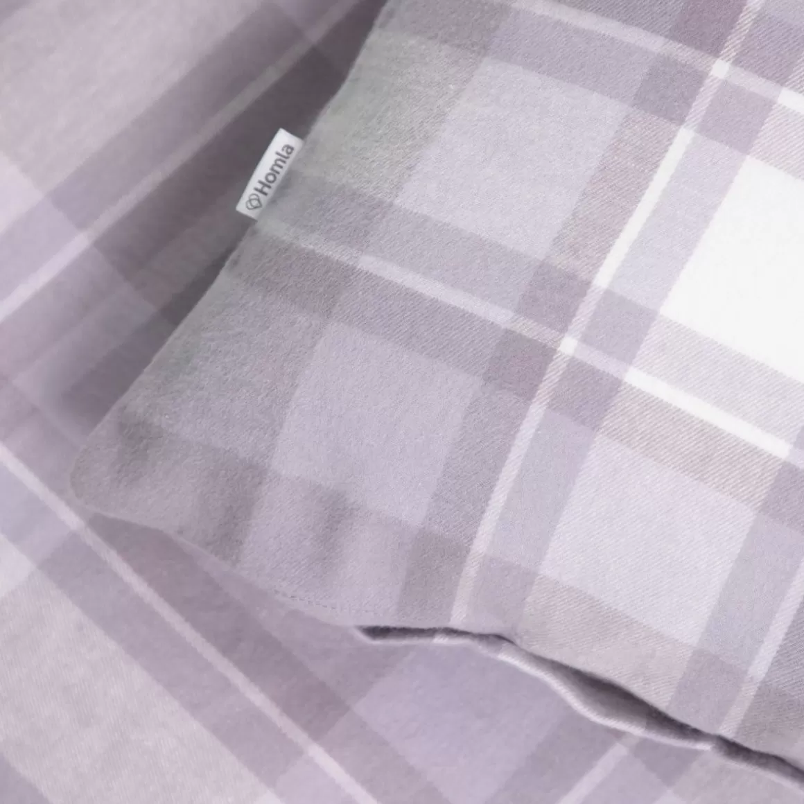 HOMLA Pościel Vella Flanelowa W Szara Krate 200X220 Cm + 2 X 50X60 Cm