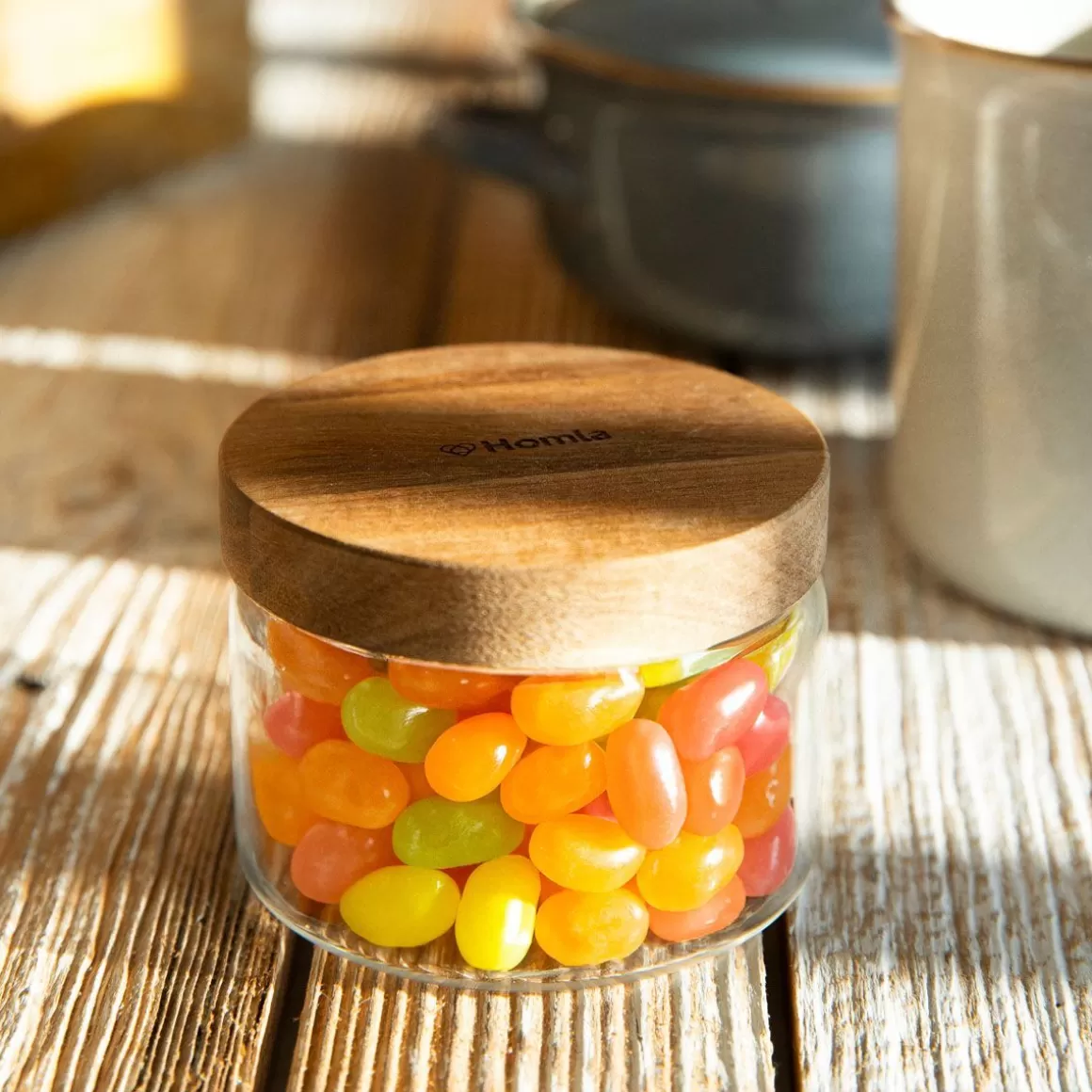 HOMLA Pojemnik Carlos Maly Z Akacjowym Wieczkiem 0,25 L
