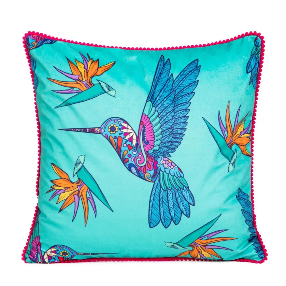 HOMLA Poszewka Frida Kahlo Z Kolibrami Turkusowa 45X45 Cm