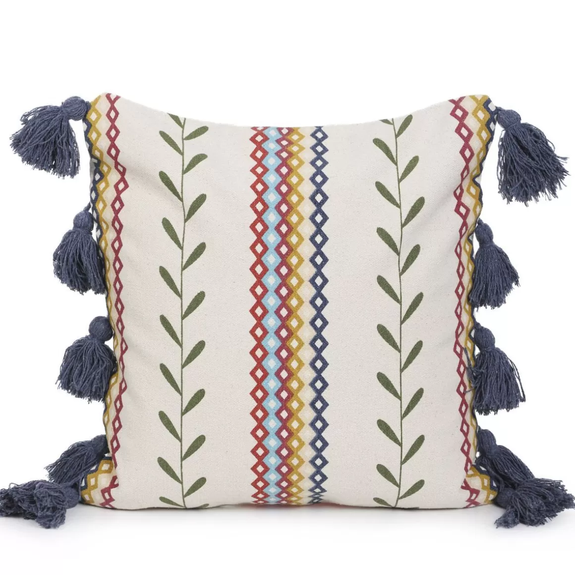 HOMLA Poszewka Miris W Kolorowe Pasy Z Fredzlami 45X45 Cm