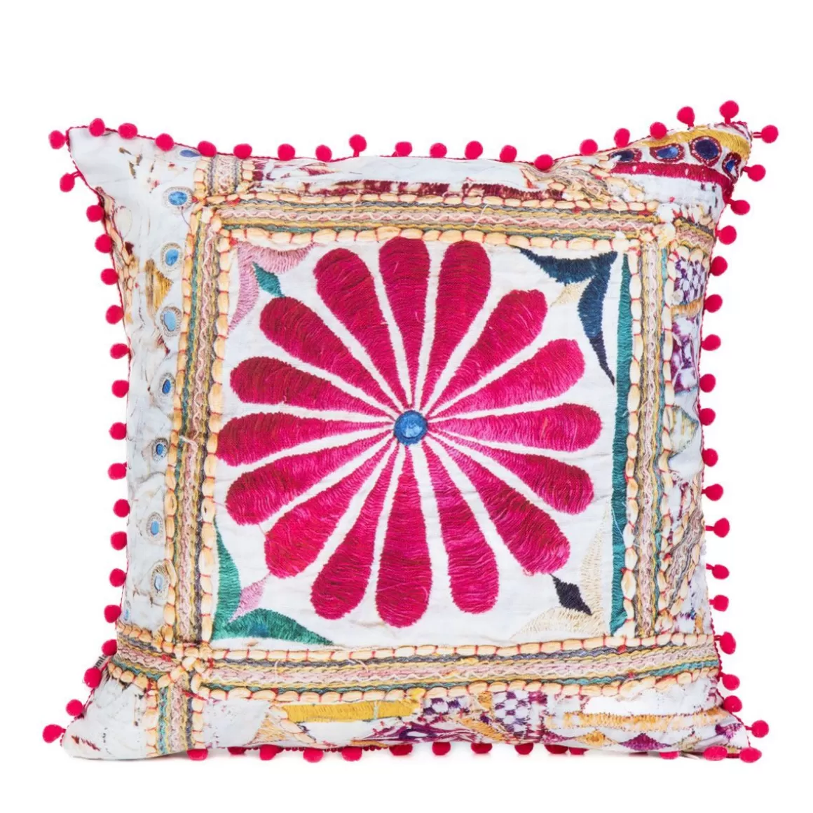 HOMLA Poszewka Miris Z Fuksjowymi Pomponami 45X45 Cm