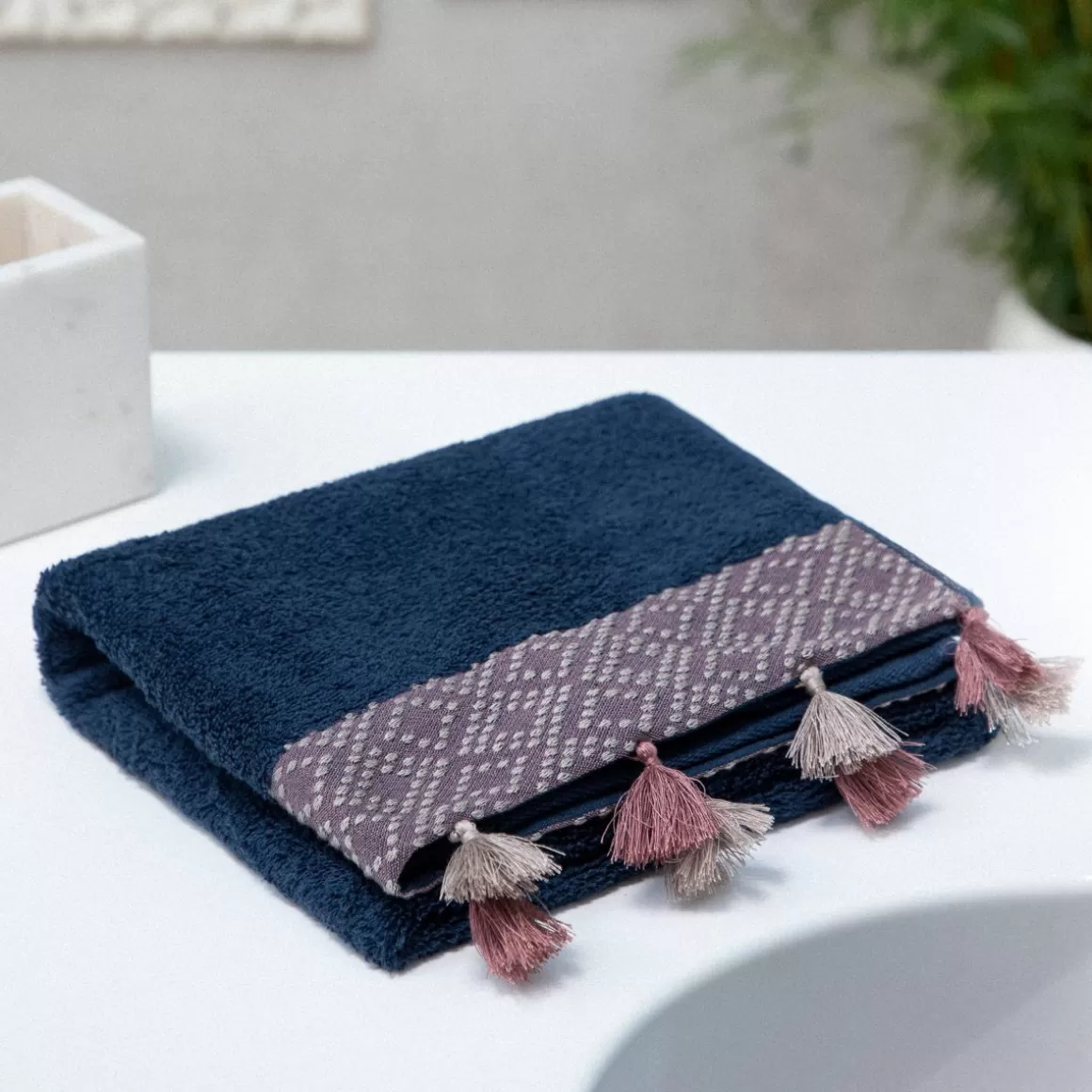 HOMLA Ręcznik Teri Granatowo-Rozowy 50X90Cm