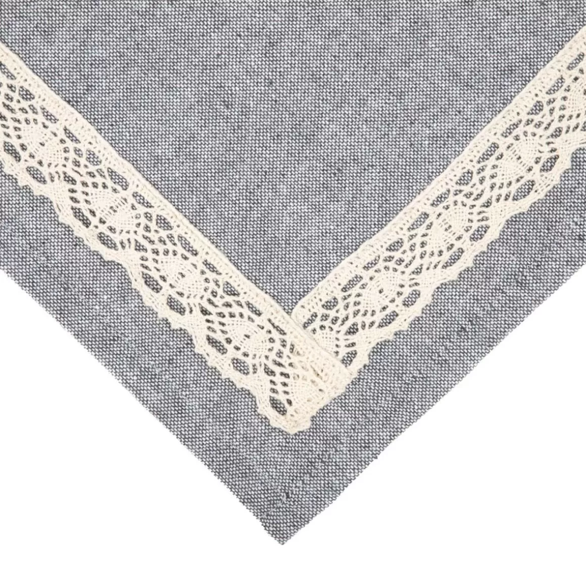 HOMLA Serweta Maya Bawelniana Z Koronka Szara 80X80 Cm