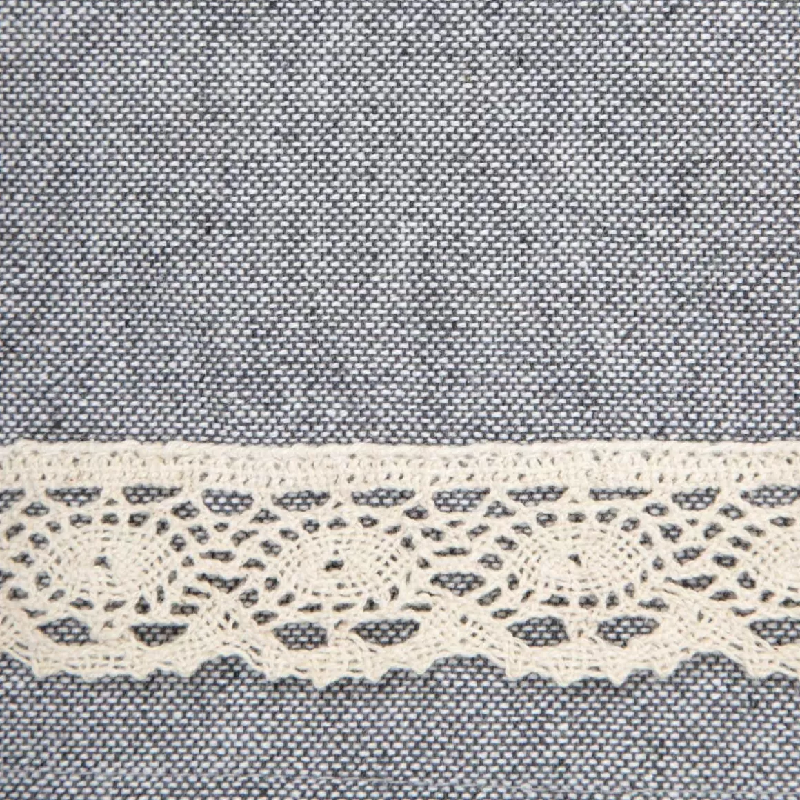 HOMLA Serweta Maya Bawelniana Z Koronka Szara 80X80 Cm