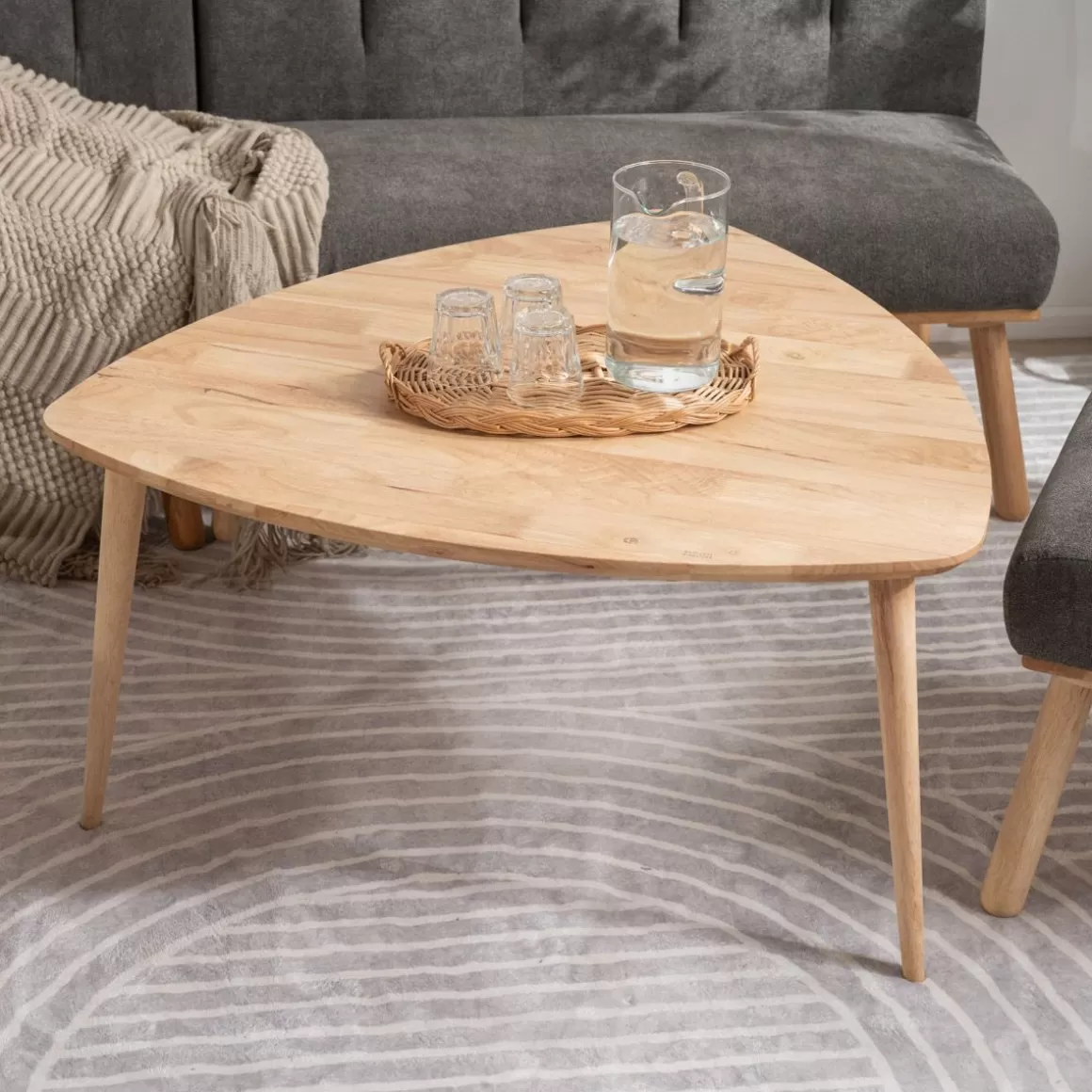 HOMLA Stolik Purnam Naturalny 90X90X45,5 Cm