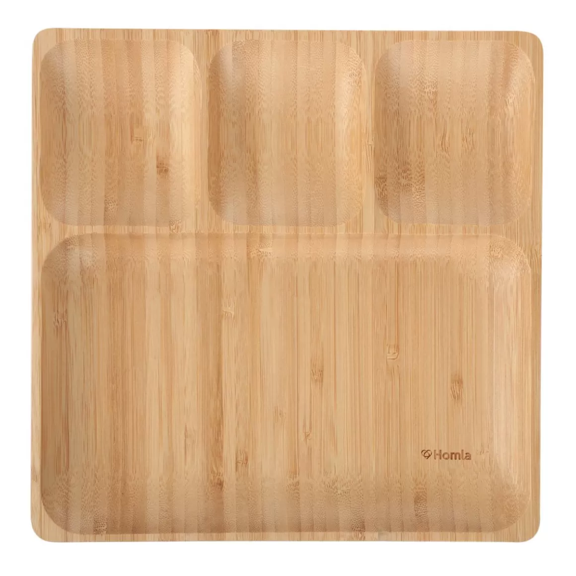 HOMLA Taca Bambou Bambusowa 4 Przegrody 25X25Cm