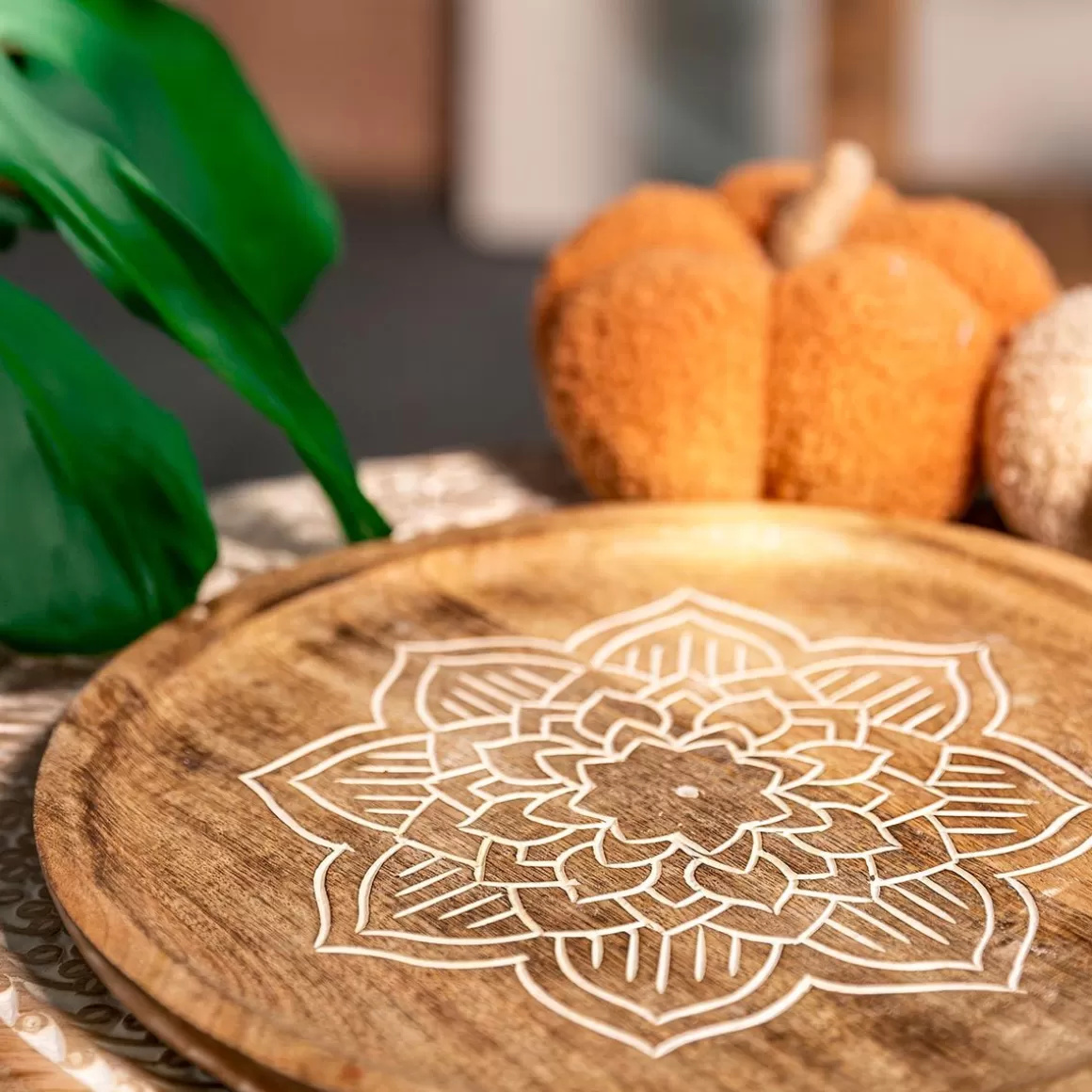 HOMLA Taca Dekoracyjna Floar Z Drewna Mango 30 Cm