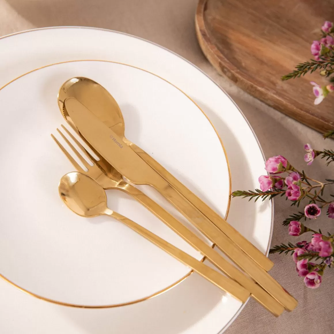 HOMLA Talerz Auro Deserowy Ze Zlota Obwodka 19 Cm