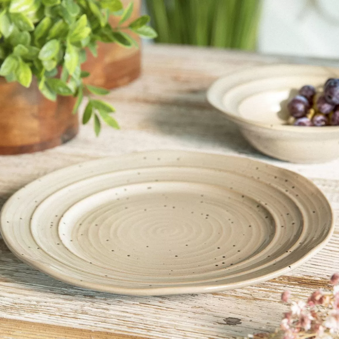 HOMLA Talerz Palmera Obiadowy Bezowy 26 Cm