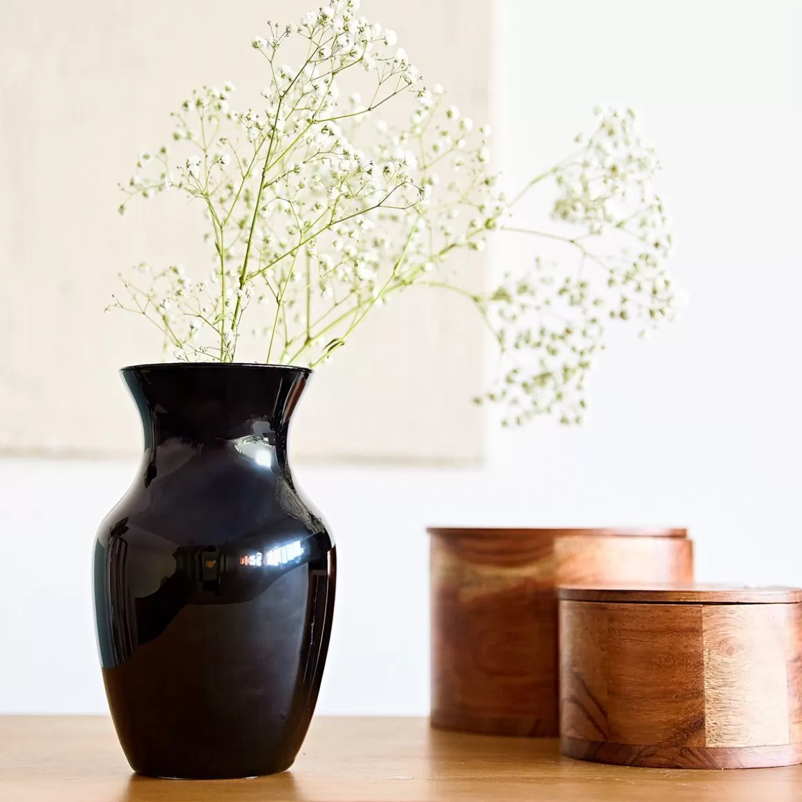 HOMLA Wazon Ambros Szklany Czarny 13X12X20 Cm