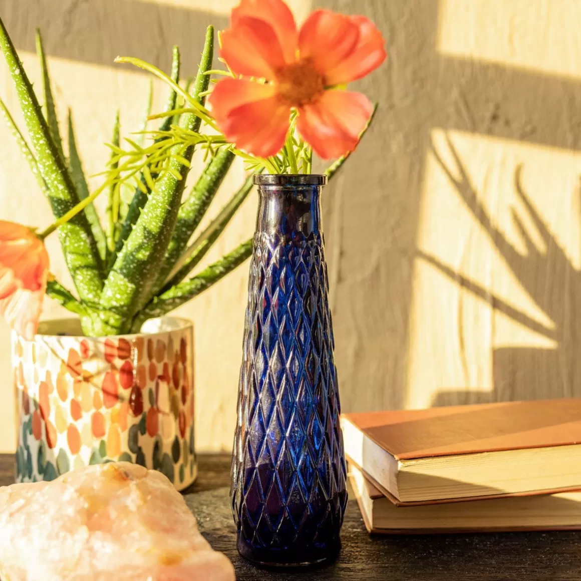 HOMLA Wazon Archie Szklany Granatowy 6,5X22 Cm