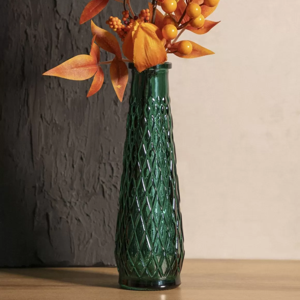 HOMLA Wazon Archie Szklany Zielony 6,5X22 Cm