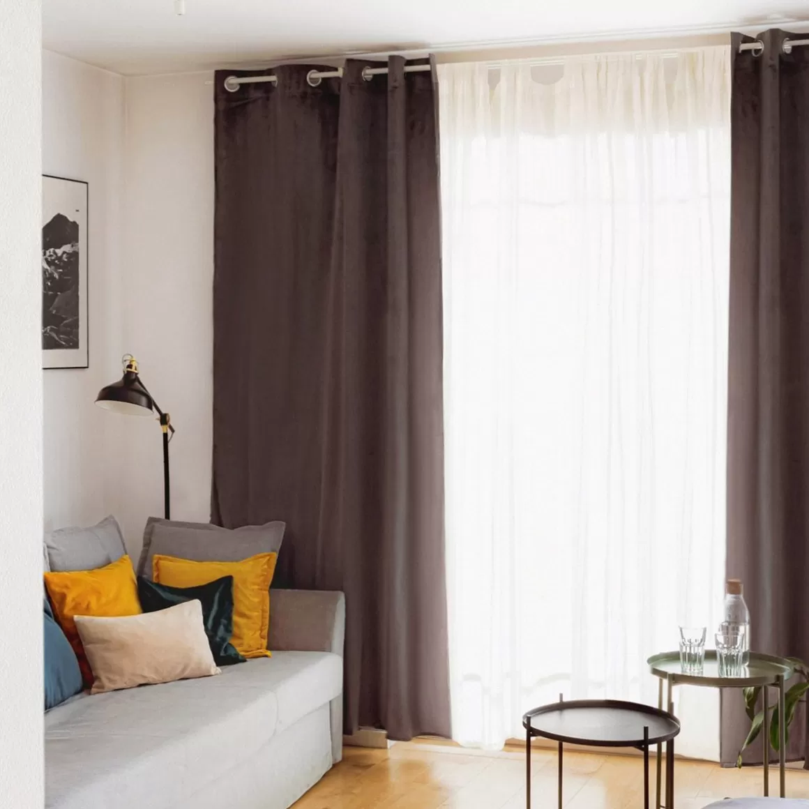 HOMLA Zaslona Patty Welwetowa Szara 140X250 Cm