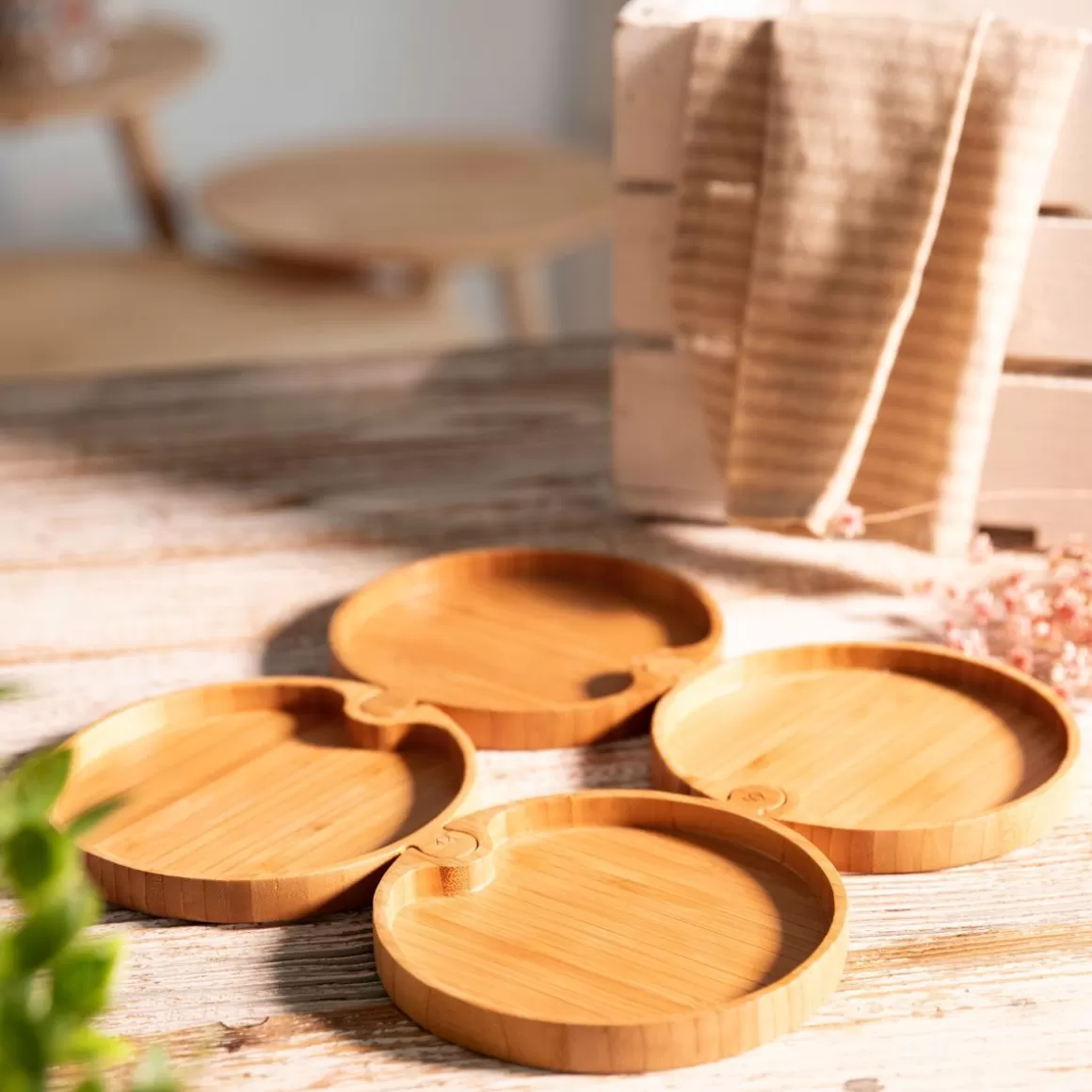 HOMLA Zestaw Bambou Desek Laczonych 4 Szt.