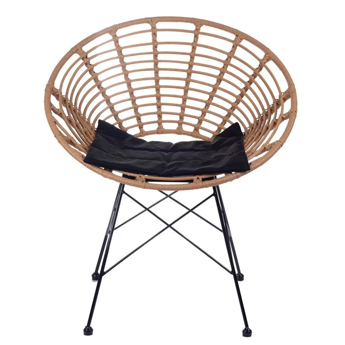 HOMLA Zestaw Mebli Leuca Boho Plecione Naturalne Z Dwiema Poduszkami 3 Szt.