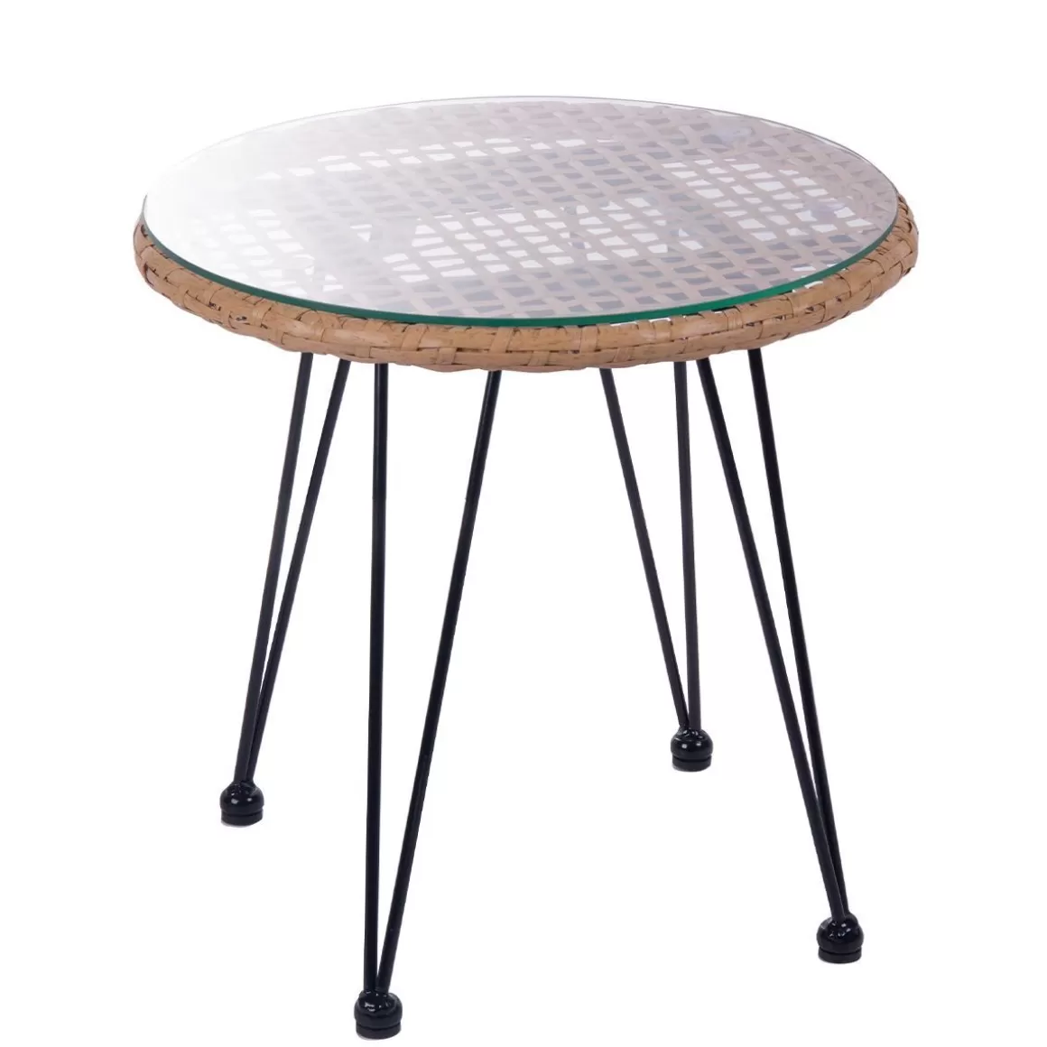 HOMLA Zestaw Mebli Leuca Boho Plecione Naturalne Z Dwiema Poduszkami 3 Szt.