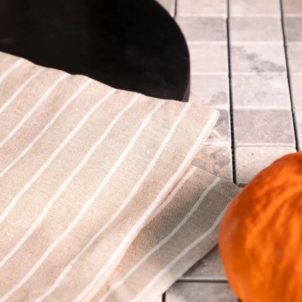 HOMLA Zestaw Scierek Kuchennych Makely Bawelnianych W Paski Bezowa+Niebieska 2*45X65 Cm